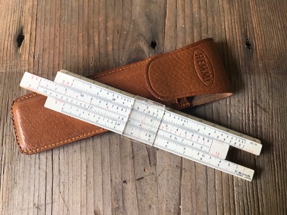 Pocket slide rule Sun Hemmi 74 logo sleeve 1960 Japan - Vintage