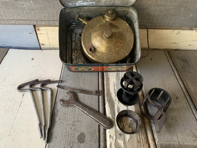 SMALL CAMP STOVE BRASS CAMPING STOVE COLLECTIBLE 1950S VINTAGE