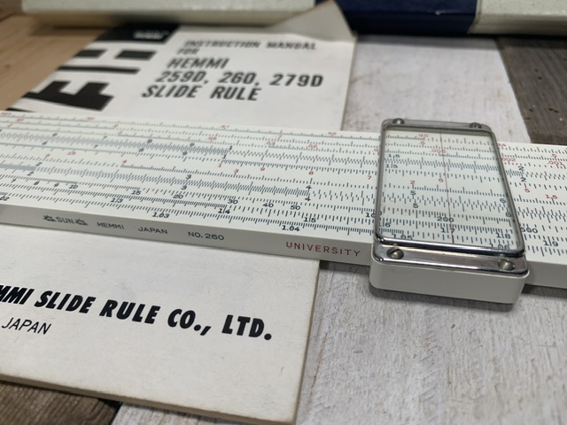 Sun Hemmi 260 University Slide rule case manual Japan 1960